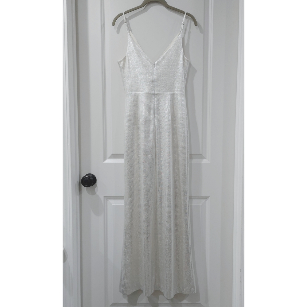 ELIZA J Nwot Elegant Champagne Silver Metallic Women's Strappy Dress, 6P - Picture 7 of 15